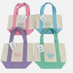Canvas Tote Bag Set - Pink, Blue, Purple, Green